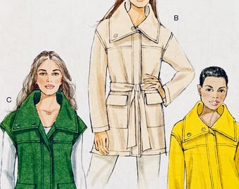 Vogue 8794 Loose Fitting, Unlined Jacket and Vest Pattern Bust 36 38 40 42 44 Size 14 16 18 20 22 UNCUT Womens Misses Sewing Patterns
