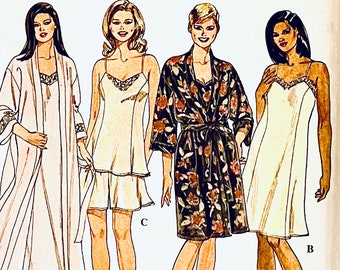 Simplicity 8486 UNCUT 1990s LINGERIE PATTERN Robe Nightgown Camisole Tap Pants Slip Bust 40 42 44 46 Plus Size Petite Womens Sewing Patterns