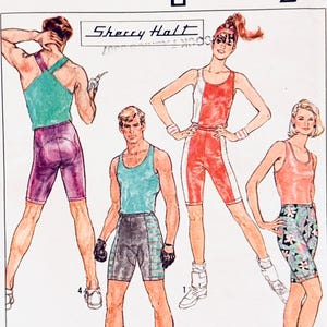 1980s Simplicity 8562 Workout Tank Tops and Shorts Sewing Pattern UNCUT  Size Medium