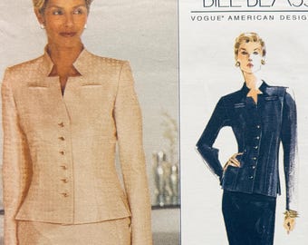 1990s vintage Vogue 2273 womens suit, jacket & skirt sewing pattern Bill Blass Vogue American Designer 34 36 38 Bust - Size 12 14 16 UNCUT