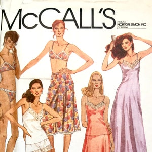 1970s McCalls 6972 Slip Camisole Half-Slip Bra Panties & Bikini 70s Mccalls Patterns Size 10 Bust 32 33 UNCUT Vintage Womens Sewing Patterns