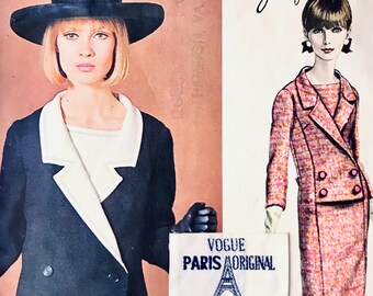 1960s Vintage Vogue 1376 Paris Original - Double Breasted Dress Sewing Pattern - Jacques Heim - Size 14 / 34 Bust - UNCUT