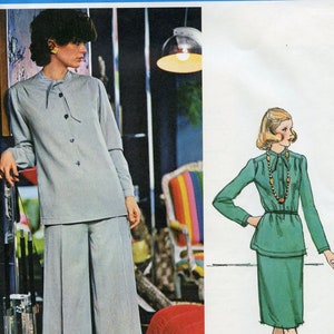 1970s VOGUE 1088 TUNIC TOP, Pants & Skirt Pattern Pertegaz Designer Vogue Couturier Bust 34 Size 12 UNCuT Womens Sewing Patterns