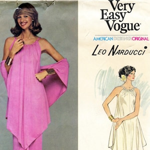 VOGUE 1390 SEXY TUNIC Pants Skirt Shawl Pattern Leo Narducci Vogue American Designer UNCuT 1970s Womens Sewing Patterns Bust 34 Size 12