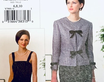 Patrón de chaqueta y vestido VOGUE 7900, vestido de cóctel ajustado para noche. Patrones de costura para mujer Vogue, tallas 6, 8 y 10 (sin cortar).