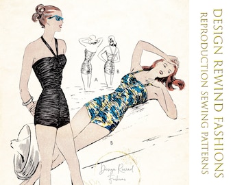 1950 Vintage Sewing Pattern B33 BATHING SUIT & SKIRT (RR975) - The Vintage  Pattern Shop