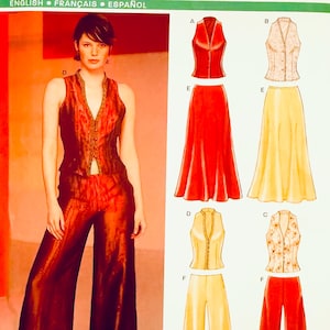 UNCUT Sleeveless Tops Wide Leg Pants Floor Length Skirt Sewing Pattern Bust 31.5 32.5 34 36 38 40 Size 8-18 New Look 6182 Womens Patterns
