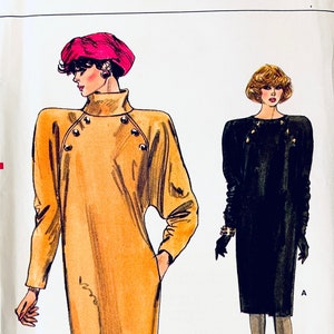 1980s Vintage Vogue 9433 Loose Fitting DRESS Pattern Turtleneck Size 8 10 12 Bust 31.5 32.5 34 Very Easy Vogue UNCuT Womens Sewing Patterns