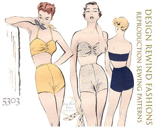 1950s BATHING SUIT PATTERN 50s Vintage Swimsuit 32 Bust Womens Sewing Patterns Reproduction Repro