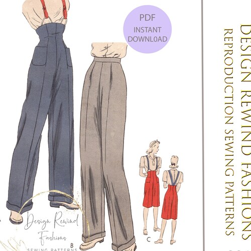 Instant Download PDF Vintage 1940s High Waist Slacks Pants - Etsy