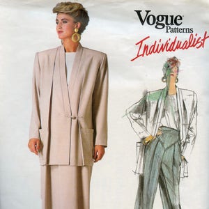 1980s Vintage Vogue 1854 ISSEY MIYAKE Loose Fitting Jacket Pleated Pants & Long Skirt PATTERN Size 10 Bust 32 33 Womens Sewing Patterns
