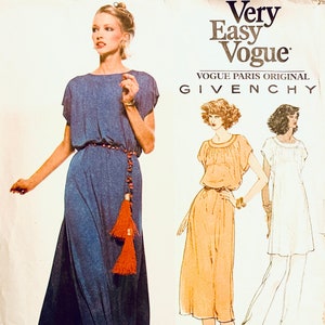 70s Vintage VOGUE 1909 Loose Fitting Pullover Dress Tunic Pants Pattern Givenchy Vogue Paris Original Bust 32.5 Size 10 Sewing Pattern