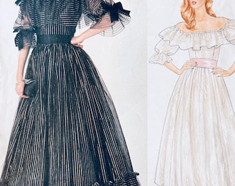 1980s Vintage Vogue 1049 Evening Gown / Dress Sewing Pattern - Bellville Sassoon Designer Original - Size 6, 8, 10 - UNCUT