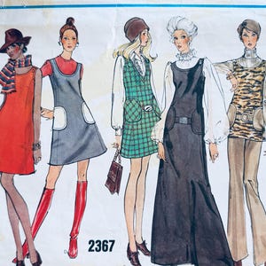 1970s Vintage Vogue 2367 Tunic Dress Jumper Pants Pattern 38 Bust, Size 16 Vogue Basic Design Easy to Sew UNCUT Womens Sewing Patterns