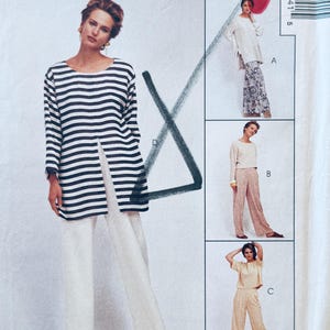 1990s Vintage McCalls 7544 Pullover Tunic Top & Elastic Waist Pull-On Pants 32 33 34 36 Bust, Size 10 12 14 UNCUT Women&#39;s Sewing Pattern