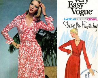 1970s Vintage Vogue 1549 Diane von Furstenberg WRAP DRESS Pattern Maxi Dress Vogue American Designer Bust 30.5 Size 6 UNCuT Sewing Patterns