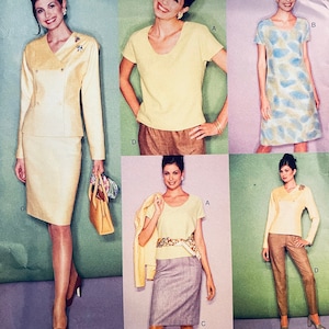 1990s Vintage Vogue 1923 5 Easy Pieces Jacket Pants Dress Top Skirt Bust 31 32 33 34 Size 8 10 12 UNCuT Womens Misses Petite Sewing Pattern