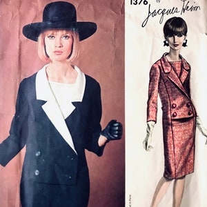 1960s Vintage Vogue 1376 Paris Original - Double Breasted Dress Sewing Pattern - Jacques Heim - Size 18 / 38 Bust