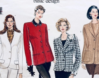 1990s Vintage Vogue 1643 Basic Design Jacket Sewing Pattern - Size 6, 8, 10 / 30.5-32.5" Bust Misses/Misses Petite - UNCUT
