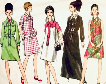 1960s Vintage Vogue 1884 Dress Sewing Pattern - Vogue Basic Design - 32.5" Bust / Size 10