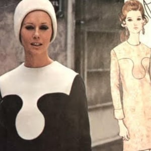 1970s VOGUE 2323 DRESS PATTERN Mod Mini Dress Pattern Pierre Cardin Vogue Paris Original Bust 31.5 Size 8 Womens Sewing Patterns