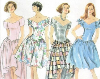 Vintage 1990s Simplicity 8354 Cocktail Dress Party Evening Gown in Two Lengths Size 6 8 10 12 UNCuT Womens Misses Petite Sewing Patterns
