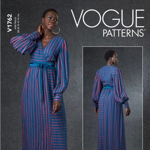 Vogue 1762 SPECIAL OCCASION DRESS Pattern - Long Sleeves Wrap Dress Maxi Dress Pattern Size 8 10 12 14 16 UNCuT 2020s Womens Sewing Patterns