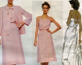 1970s Vintage Vogue 1858 - Jacket & Open Back Dress Sewing Pattern - Vogue Paris Original - Size 8 / Bust 31.5