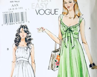 Vogue 8380 Sleeveless Dress Sewing Pattern - Very Easy to Sew - Size 4 6 8 10 UNCUT