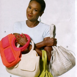 Vogue 8803 HANDBAG PURSE PATTERN Designer Look Bags Accessories Hoop Handle or Drawstring Closures UNCuT Womens Craft Sewing Patterns