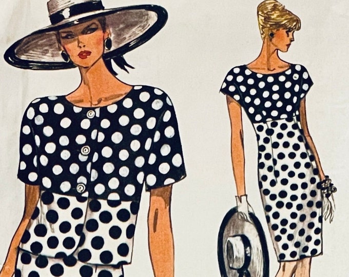 1990s Vintage Very Easy Vogue 8354 Slightly Tapered Dress & Loose ...