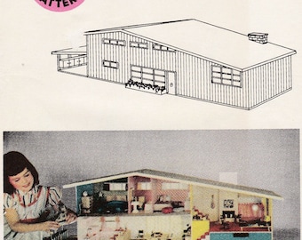 Dollhouse Plans Mid Century Split Level Doll House Diy Betsy Mccall Eames Style Dollhouse Mccalls 150 ONE CONTINUOUS SHEET reproduction Etsy