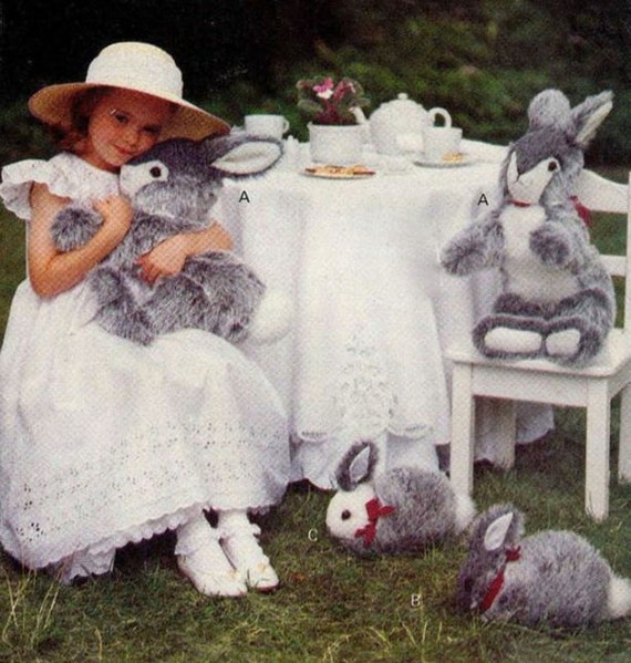 Bunny fotocopia patrón de costura para hacer un gran juguete animal de piel de conejo suave 36" 