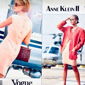 1990s Vintage Vogue 2628 WZÓR NA KURTKĘ I SUKIENKĘ Sukienka ołówkowa z guzikami z tyłu Anne Klein Rozmiar 6 8 10 UNCuT Womens Misses Petite Wzory do szycia