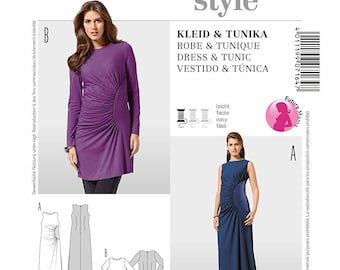 Burda 7164 MATERNITY DRESS PATTERN Ruched Tunic Top Maternity Evening Gown Size 10 - 22 UNCuT Womens Maternity Sewing Patterns