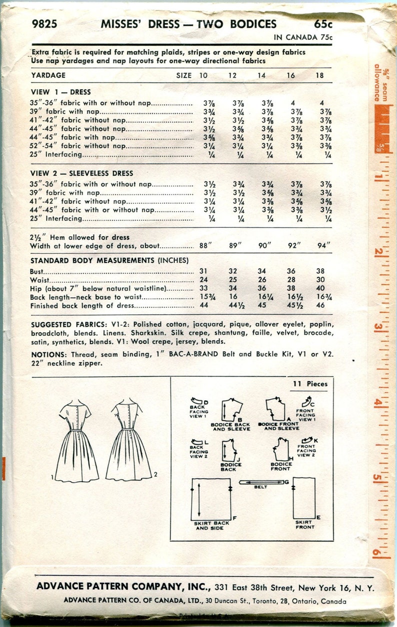 Advance 9825 1960s DRESS PATTERN Cocktail Party Day Fit & | Etsy
