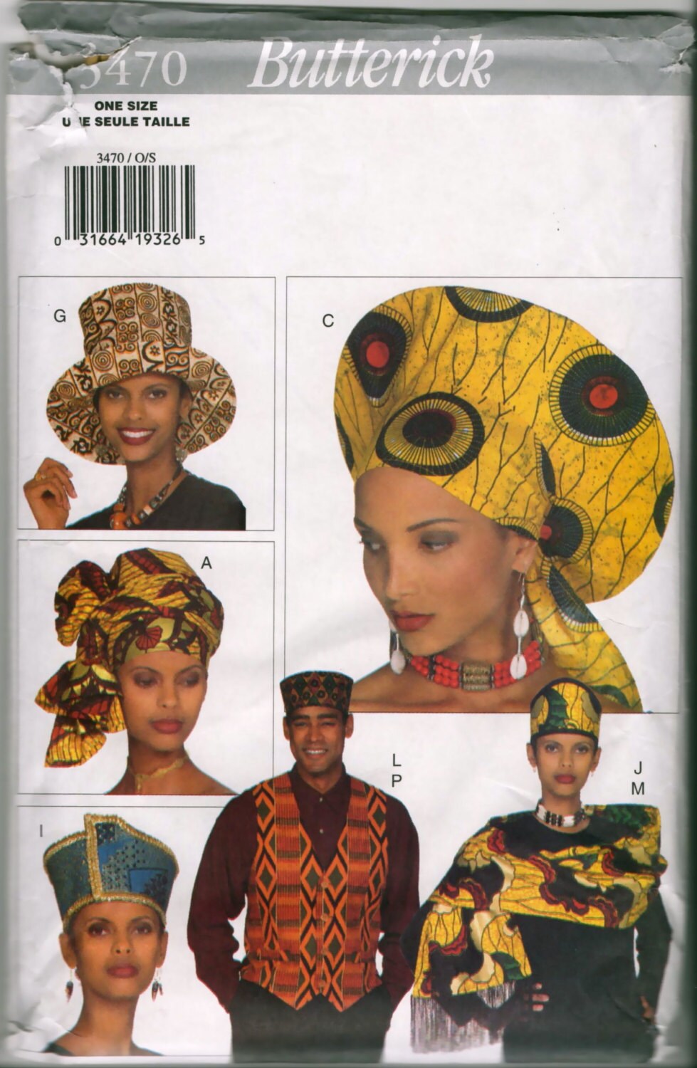 90s AFRICAN HAT PATTERN Headwrap Stole Vest Pattern One Size Etsy