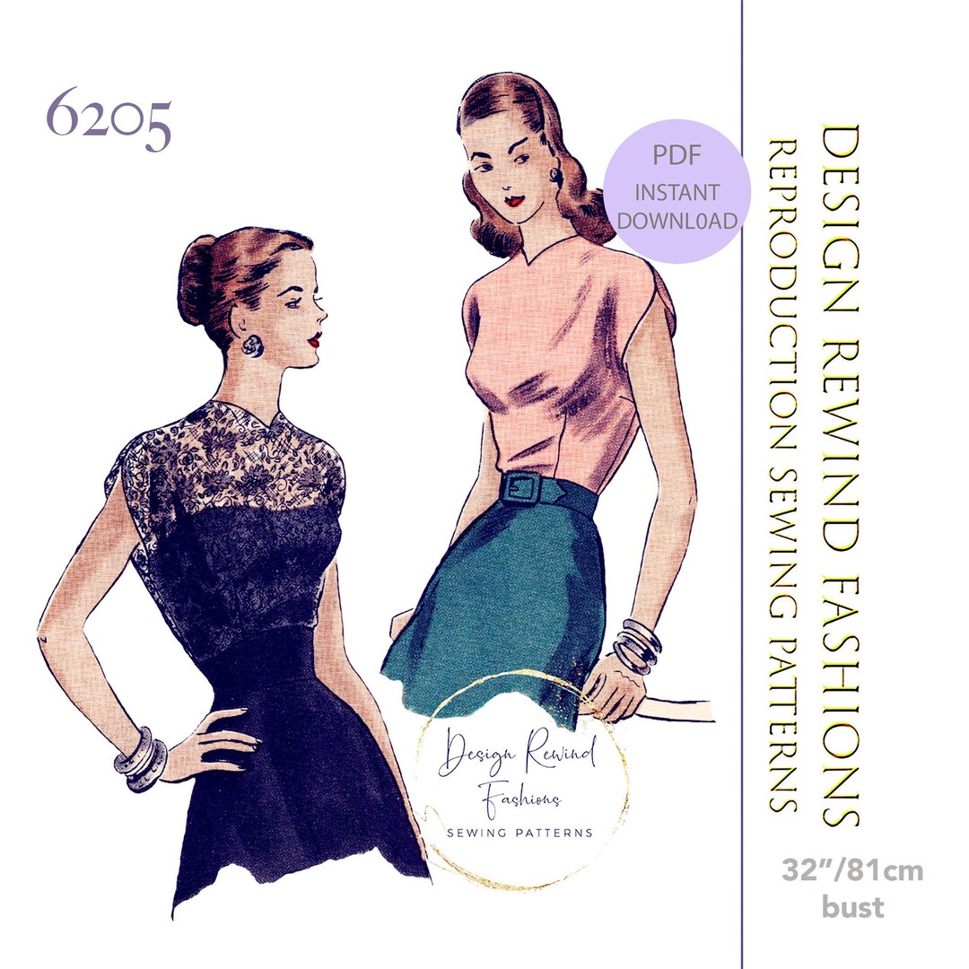 Instant Download 1940s Vintage Sewing Pattern 40s Cap Sleeves Blouse ...