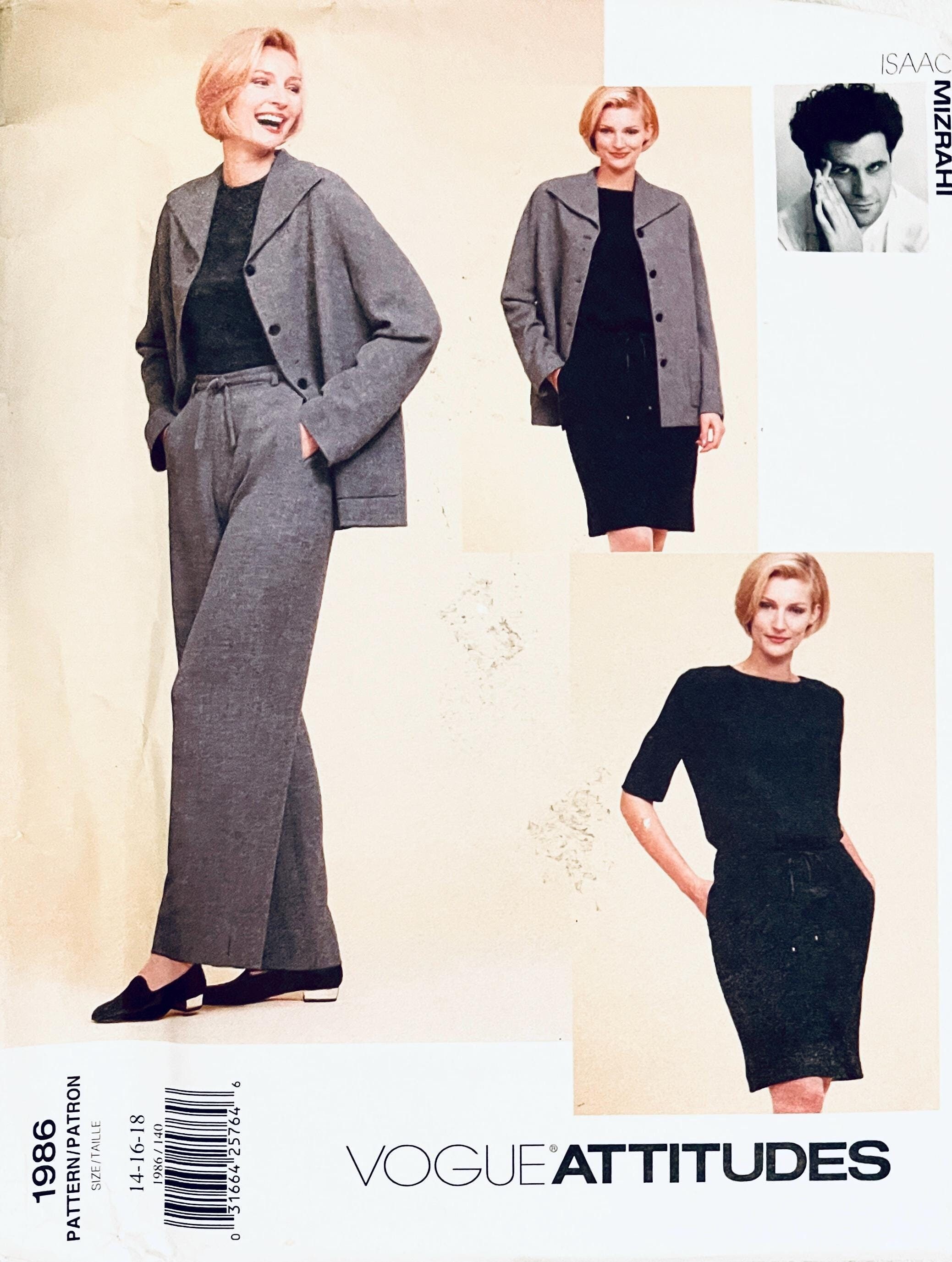 1990s Vintage Vogue 1986 Dress Jacket Pants Pattern Vogue