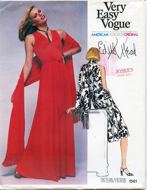 1970s VOGUE 1561 Front-wrap, Sleeveless Dress & Shawl Sewing