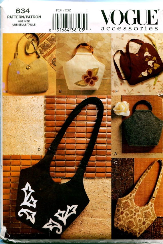 Uncut Vogue 7755 Sewing Pattern, Women's Handbags, Tote Bags, Wood Handle  Bags, Free Shipping - Etsy