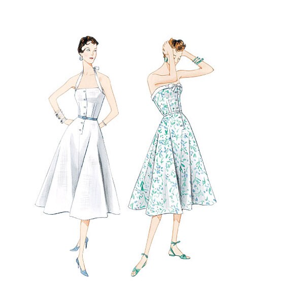 1950s HALTER DRESS PATTERN Summer Strapless Dress Vogue 2961 - Etsy