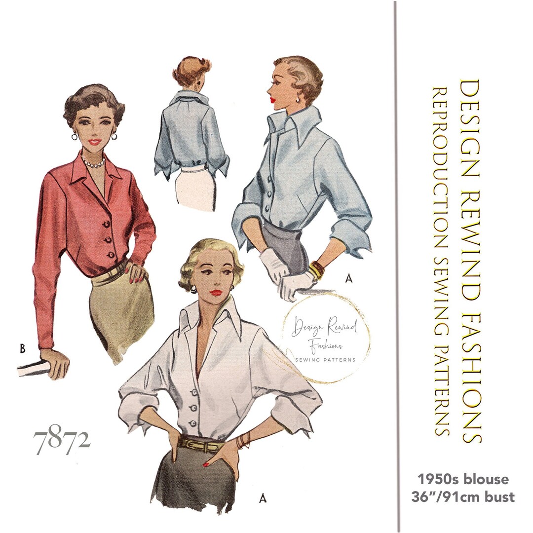 1940s Vintage Sewing Pattern 40s Sexy and Classic Tailored Button Down ...