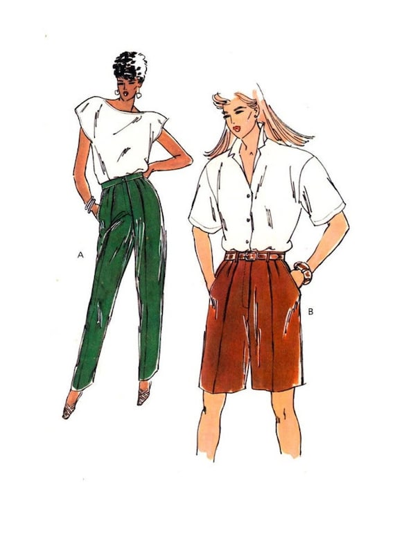 Vintage 1980s Kwik Sew 1817 Womens Front Tucks Pants & Shorts