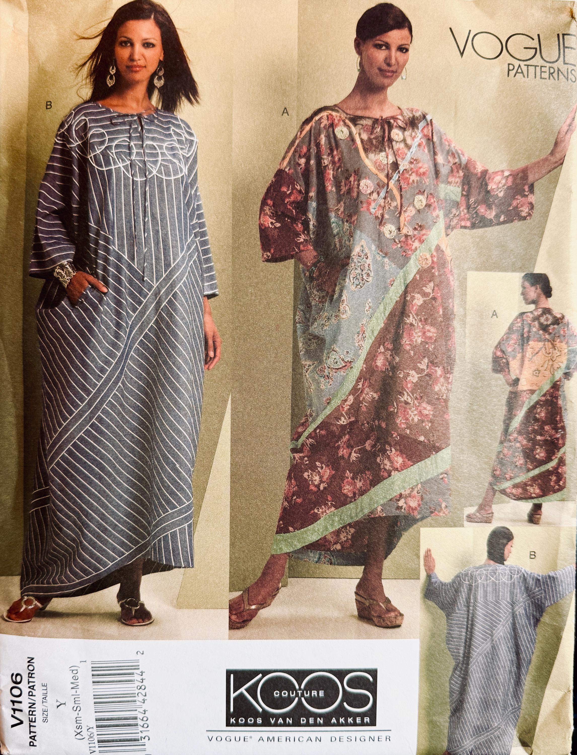 Vogue 1106 Loose Pullover Patchwork Dress / Caftan Sewing Pattern