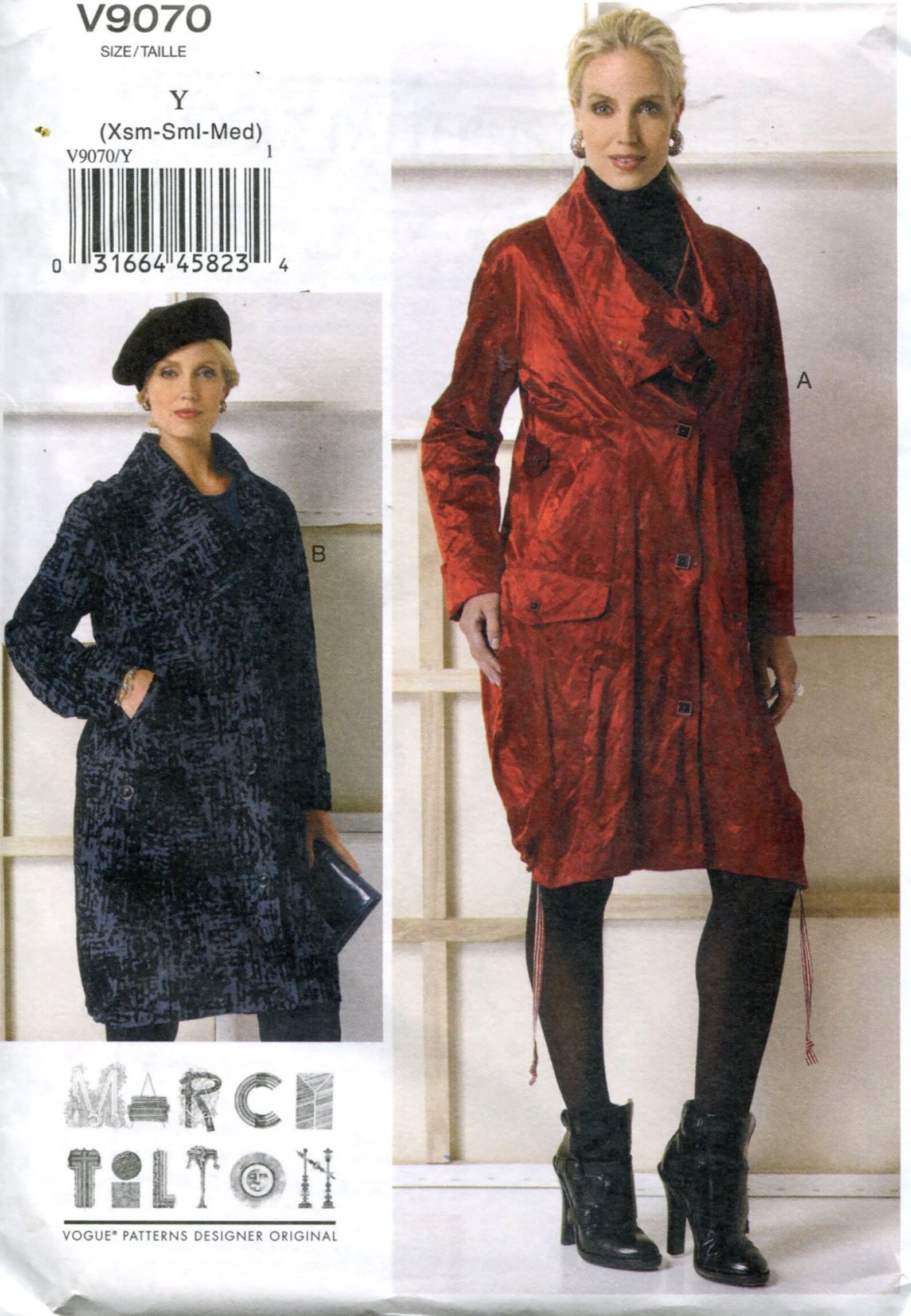Vogue 9070 WOMENS COAT PATTERN Raincoat Pattern Marcy Tilton Loose