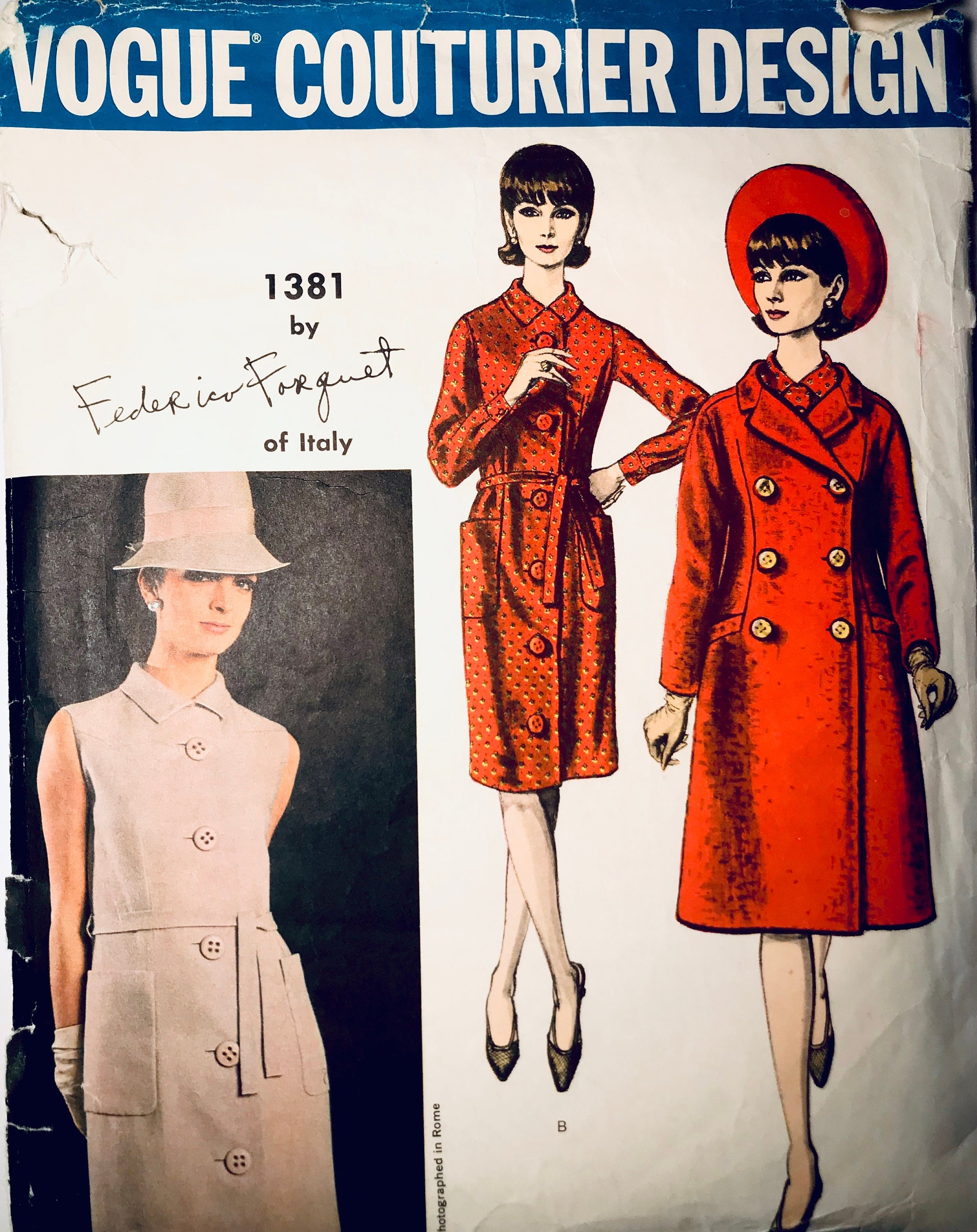 Vogue 1381 Dress Coat Pattern Double Breasted Coat Mod Etsy