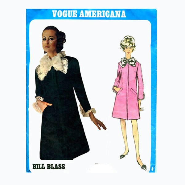 VOGUE 1973 SCHNITTMUSTER Bill Blass Designer Hals & Manschetten Rüschen, Bogen Mod Vogue Americana 34 Oberweite 12 Vintage Damen Schnittmuster