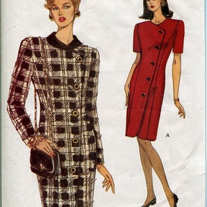 VOGUE 8192 DRESS PATTERN Side Button Closure Day Career Dress Very Easy Vogue UNCuT Womens Sewing Pattern Size 8 10 12 Bust 31.5 32.5 34