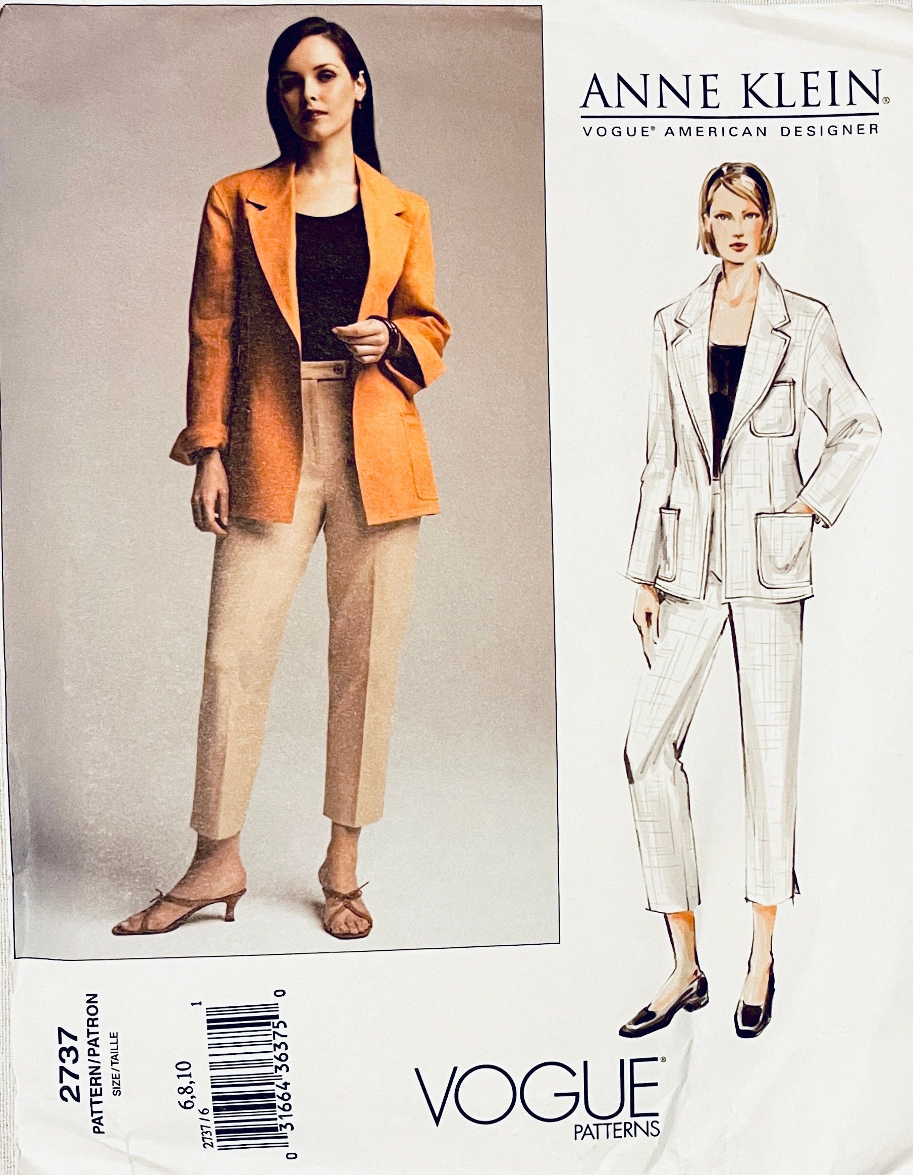 Vogue 2737 ジャケット & テーパードパンツ パターン アン クライン